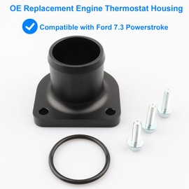 Upgrade Aluminium Thermostat Housing Kit, Replace 902-1004 Compatible with Ford 7.3 Powerstroke 7.3L - 2000-2003 Excursion, 1999-2003 E350 F250 F350 F450 Super Duty - Years From 99, 00, 01, 02, 03