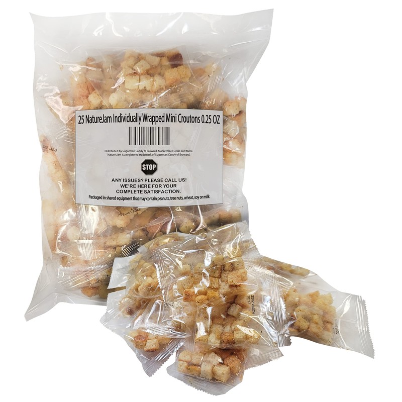 25 NatureJam Individually Wrapped Mini Croutons 0.25 OZ Crunchy &