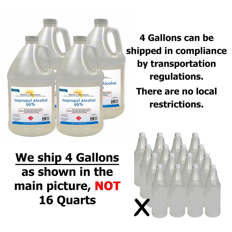 Isopropyl Alcohol Grade 99% Anhydrous - 4 Gallon