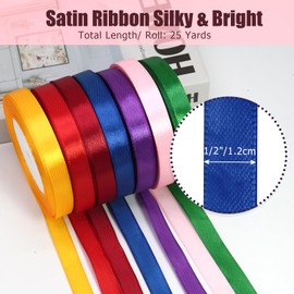 Luomorgo 1/2 Inch Satin Ribbon, 25 Yards Royal Blue Satin Ribbon, Fabric Ribbon for Gift Wrapping, Flower Bouquet, DIY Craft, Sewing, Wedding, Birthday Party Decorations