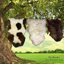 Fur Accents Thick, Shaggy, Icelandic Sheepskin, Area Rug,100% Animal Friendly Faux Fur, Original Designs, USA 30"x36"