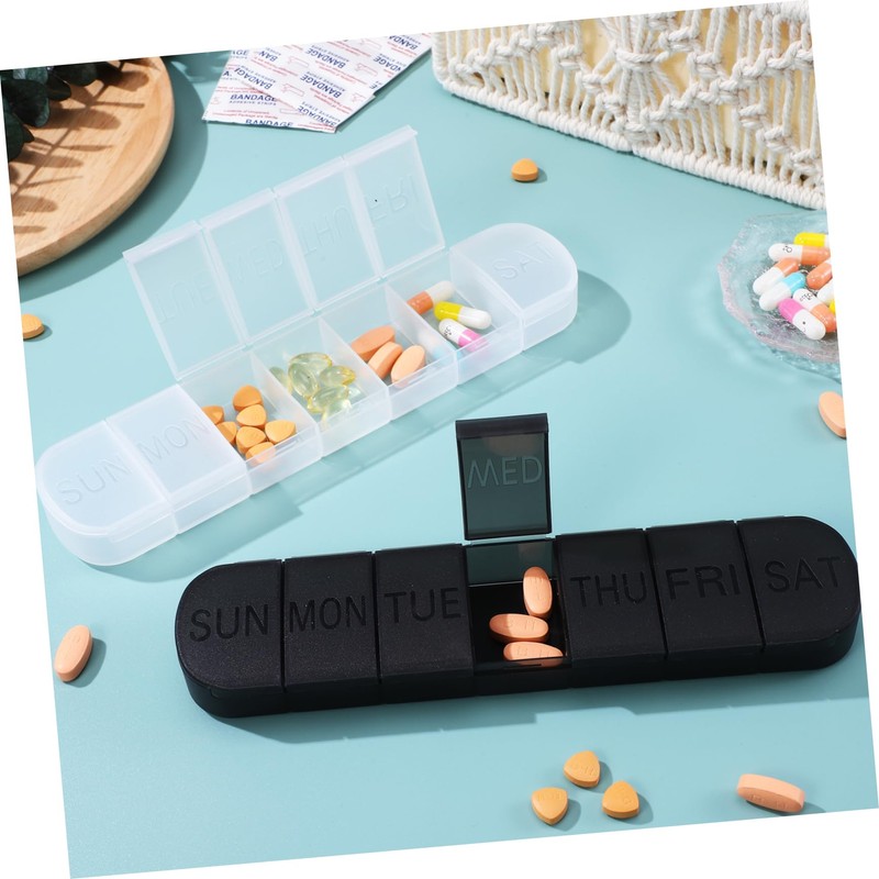 Healeved 2pcs Weekly Medication Organizer for Travel Portable Daily Case
