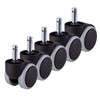 SKIR'CO (5 pcs) 50 mm Rubber Chair Wheels, Rolling Office
