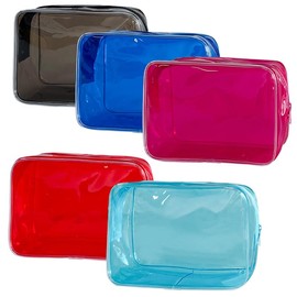 TotePrint Clear PVC Toiletry Bags in 1 Bright Colours Large Capacity, De-d1126-y2, Modern