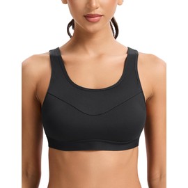 WingsLove High Impact Sports Bra for Women Seamless Wireless Racerback Running Bra with Molded Cups No Bounce,Black,36B
