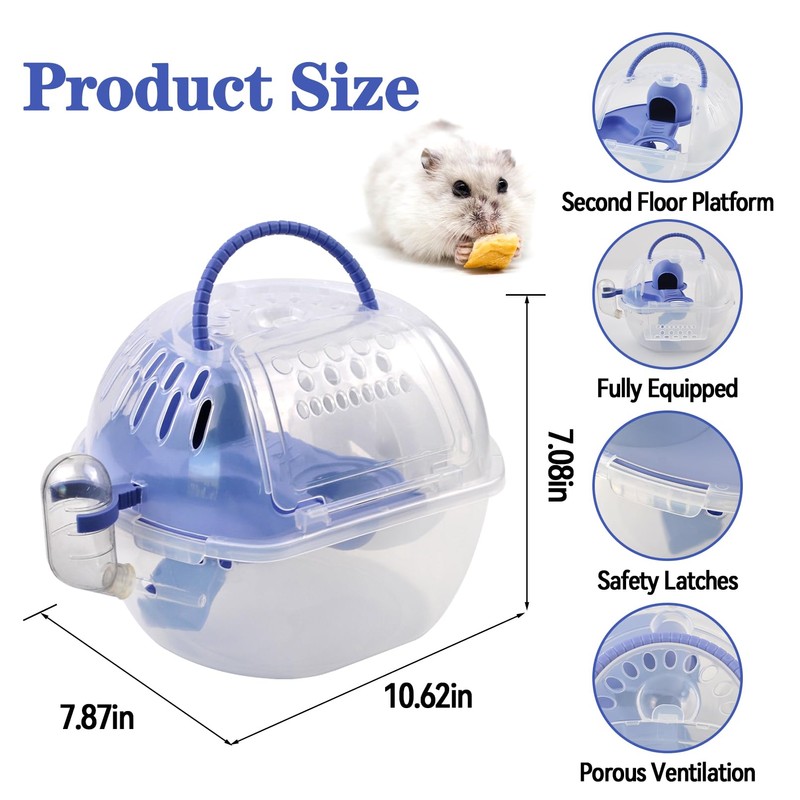 MUYG Small Animal Carrier Cage,Dwarf Hamster Travel Carry Case Breathable