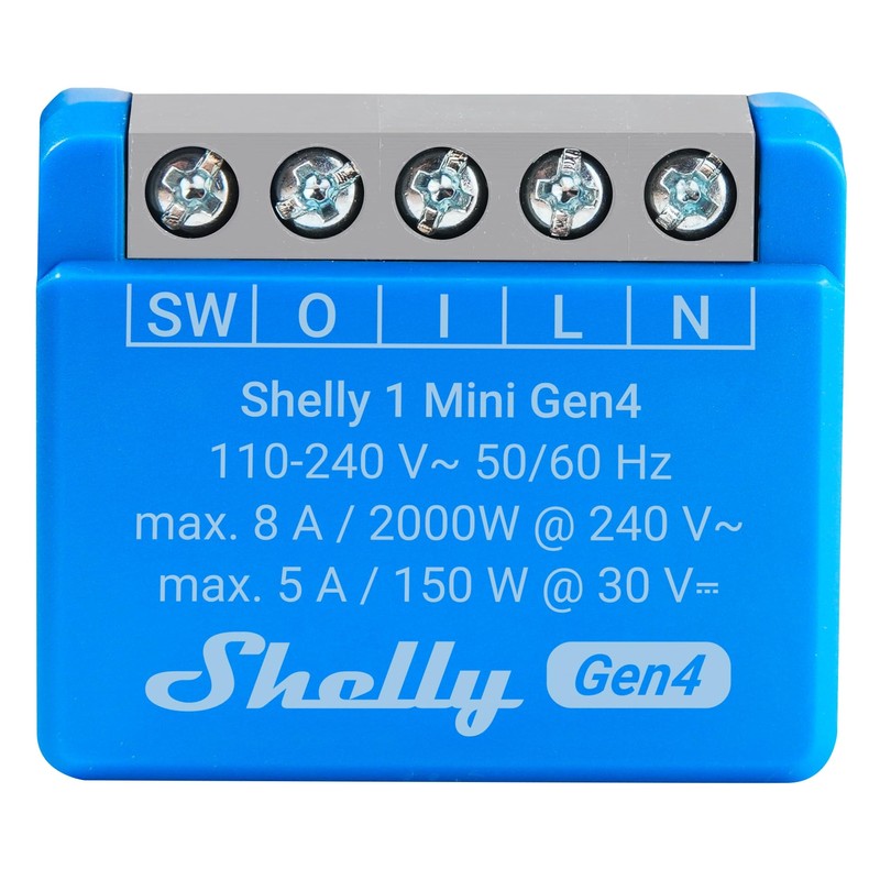 SHELLY 4 x Mini Gen4 8A Wireless Bluetooth Relay Blue