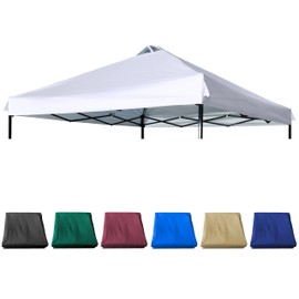 JANCANOPY 10x10 Canopy Replacement Top with Air Vent Silver Coated for Straight Leg Canopy Frame,(White)