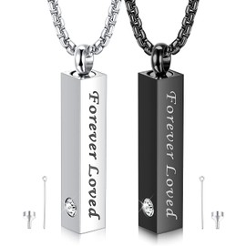 MILACOLATO Urn Necklace For Ashes Mens Chain Necklace Urn Pendants For Ashes Silver Black Cube Urns For Human Ashes Memorial Cremation Urn Locket Keepsake Urn Jewellery For Ashes Jewelry For Men FL