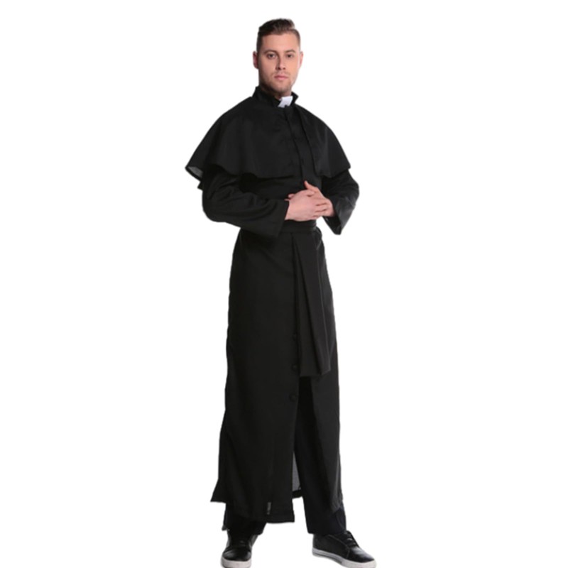 YTWS Priest Costume For Adult Men Halloweeen Exorcist Costume Wizard