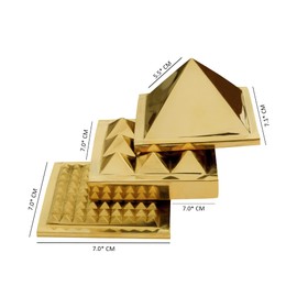 TREE MAISON CORONATING HOMES Metal Vastu Brass Pyramid 3 INCH Golden Feng Shui Vastu Remedy | 3-Layer Pyramid for Main Door, North-West Entrance, Kitchen & Toilet | Home & Office Energy Balance