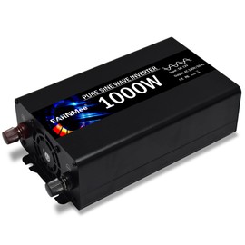 EARNMee 1000W Pure Sine Wave Power Inverter 2000W Peak DC 12V to 110V AC Car Adapter Off Grid with LCD Display