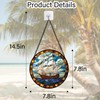 DASTOLL Stained Glass Window Hanging, Sailing Ocean Sun Catchers Glass