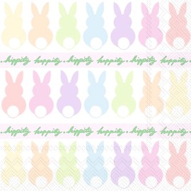 IHR Ideal Home Range 3-Ply Cocktail Size Paper Party Napkins, 20-Count, 5" x 5", Bunnies In A Row