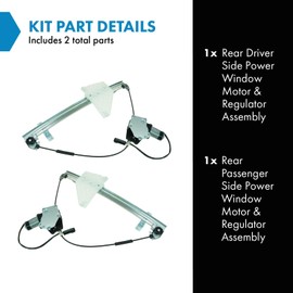 TRQ Rear Power Power Window Regulator & Motor Assembly Set Compatible with 2001-2004 Jeep Grand Cherokee