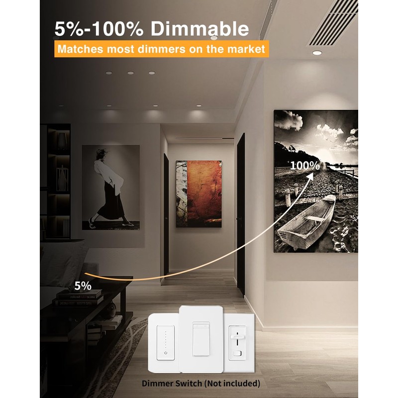 Adetu 4 Inch Anti-Glare LED Downlight,Dimmable Ceiling Light with 5CCT
