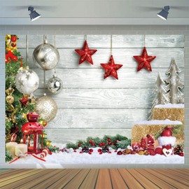 CYLYH 8x6ft Christmas Backdrop for Photography Christmas White Wood Floor Photography Backdrop Winter Snow Wooden Floor Xmas Background Newborn Christmas New Year Party Banner Decorop