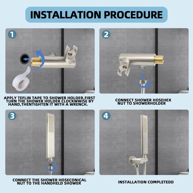 Backnets Solid Brass Handheld Shower Head Arc Design High Pressure