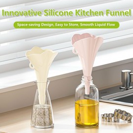 YAFIYGI 2 Pcs Kitchen Funnels Set Silicone Funnels with Fan Shaped Collapsible Funnel for Kitchen Foldable Funnel for Bottles Food Grade Powder Funnel Dispenser for Olive Oil Liquid Cooking Items