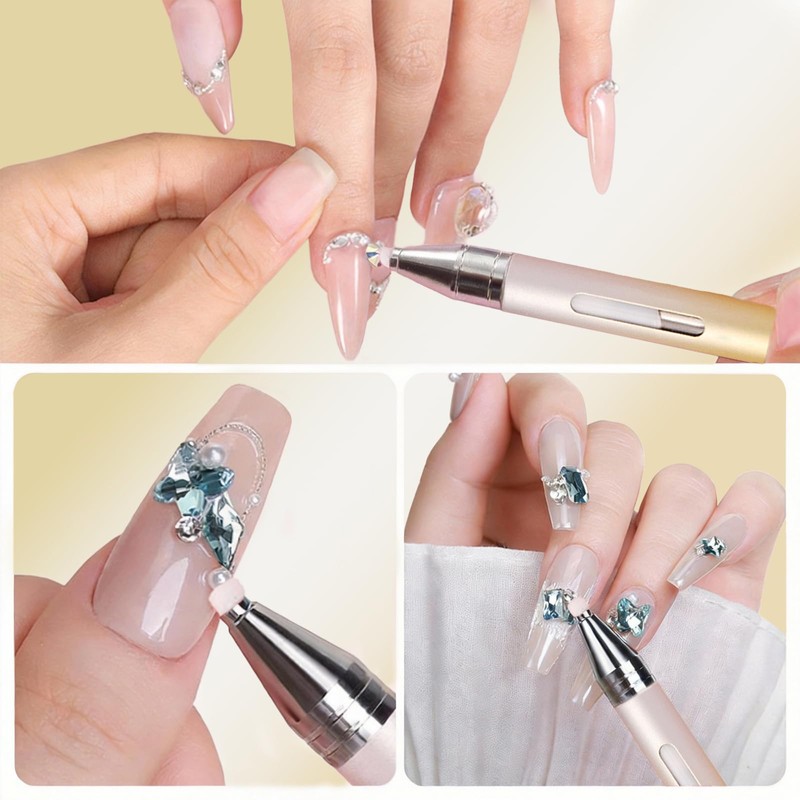 DANNEASY Rhinestone Picker Tool, Metal Diamond Art Pens Refillable Wax