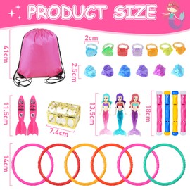 Komicea Diving Toys for Children, Pack of 30 Mermaid Pool Toy, Water Toy, Outdoor, Swimming Pool Diving Rings, Pool Party Gift for Children, Girls