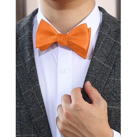 PenSee Mens Solid Orange Bowtie Woven Self Tie Bow Ties Tuxedo & Wedding Bowties
