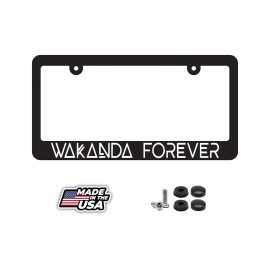 BLVD Wakanda Forever Black License Plate Frame BLACK PANTHER FANS