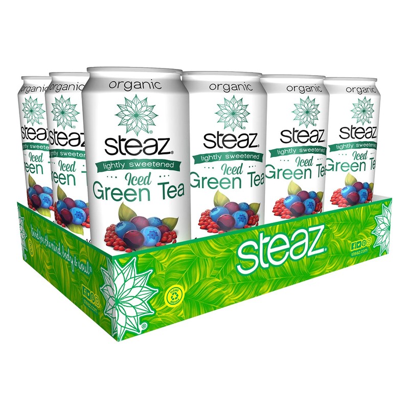 Steaz Organic Lightly Sweetened Iced Green Tea, Blueberry Pomegranate, 16