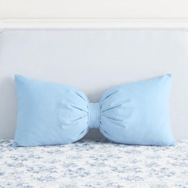 AceOrbit Blue Long Bow Pillow 12 x 30 Inch 100% Cotton Oversized Pillow Coquette Big Bow Shaped Cushion Aesthetic Room Decor Cushion for Bed Sofa Couch Holiday Car Coquette Decor