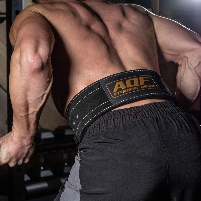 AQF Weight Lifting Nubuck Leather Powerlifting Belt Back Support –