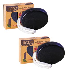 Activated Charcoal Turkish Bath Soap, Handmade Natural Bar for Face & Body, Acne & Blackhead Control, Deep Cleansing, 90g, 2 Pack