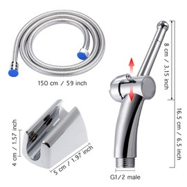 7 Holes Shower Head Hand Held Bidet Sprayer for Toilet, Bidet Attachment with Precision Pressure Control Jet Spray - Ergonomic Handheld Bidet for Toilet - Bidet Sprayer, Hook up and Hose Set