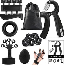 Fortalecedor de Agarre de Mano, MCSWKEY Ejercitador de Mano con Contador, Ejercitador de Mano Muñeca y Antebrazo Hand Grip Ajustable, Entrenador de Agarre con Bolsa