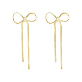 Women's Gold Bow Pearl Drop Earrings - Elegant & Sweet Bowknot Ribbon Bridal Earrings - Perfect For Weddings, Christmas Gifts & Stocking Stuffers