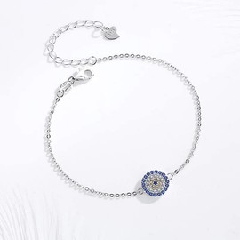 Moonshine - Turkish evil eye bracelet 925 sterling silver for women charming bracelet for ladies protection from bad thoughts and surrounding