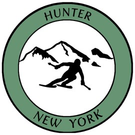 Athena Brands Hunter, New York - Sports Skier - Car Truck Window Bumper Graphics Sticker Decal - Washed Green