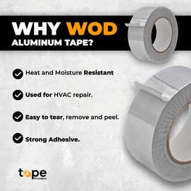 WOD Aluminum Foil Tape - 6 inch x 50 yd. Heat Shield Reflective Sealant Tape - Ideal for HVAC, Duct, Pipe, and Metal Insulation and Repair Home or Business Uses AFTR36