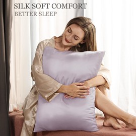 Adubor Silk Pillowcase - 100% Pure Mulberry Silk, 23 Momme 6A Grade Fibers, 900 Thread Count, Silk Pillow Cases for Hair and Skin Health, with Hidden Zipper (Queen 20''x30'', Light Purple, 1PC)