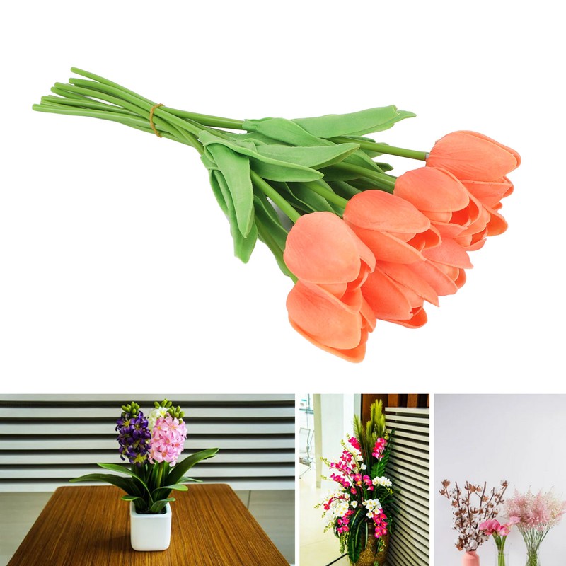 10pcs Artificial Tulip Flowers High Simulation Flowers Decor for Living