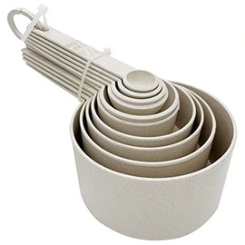 Juego de 10 cucharas medidoras de paja de trigo, utensilios de cocina, herramienta para hornear