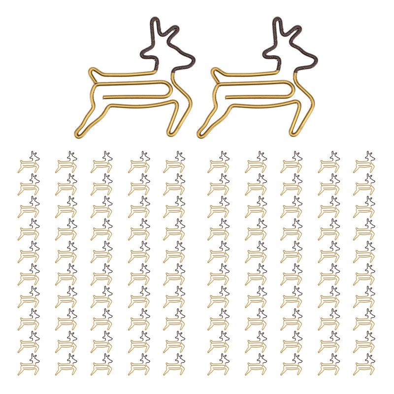 100pcs Shaped Paper Clips Deer Shape Metal Portable Office Clips