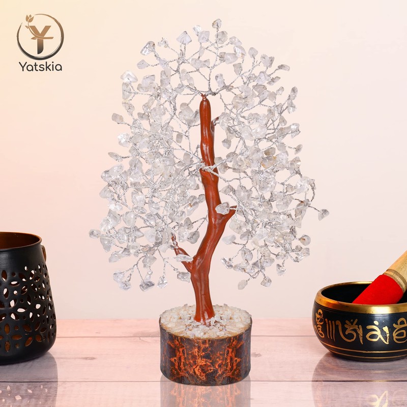 YATSKIA Clear Quartz Crystal - Tree of Life Chakra, Stone