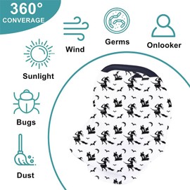 Hallowmas Car Seat Covers Baby - Multi-use Nursing Car Seat Canopy Cover for Breastfeeding, Infant Stroller Cover, High Stretchy Chair Cover for Bbies Boys & Girls