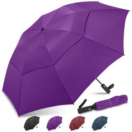 ZOMAKE Large Foldable Golf Umbrella - 54 Inch Umbrella, Large, Storm Resistant for Rain, Automatic Double Cap, Ventilated Umbrellas for Women and Men (Purple)