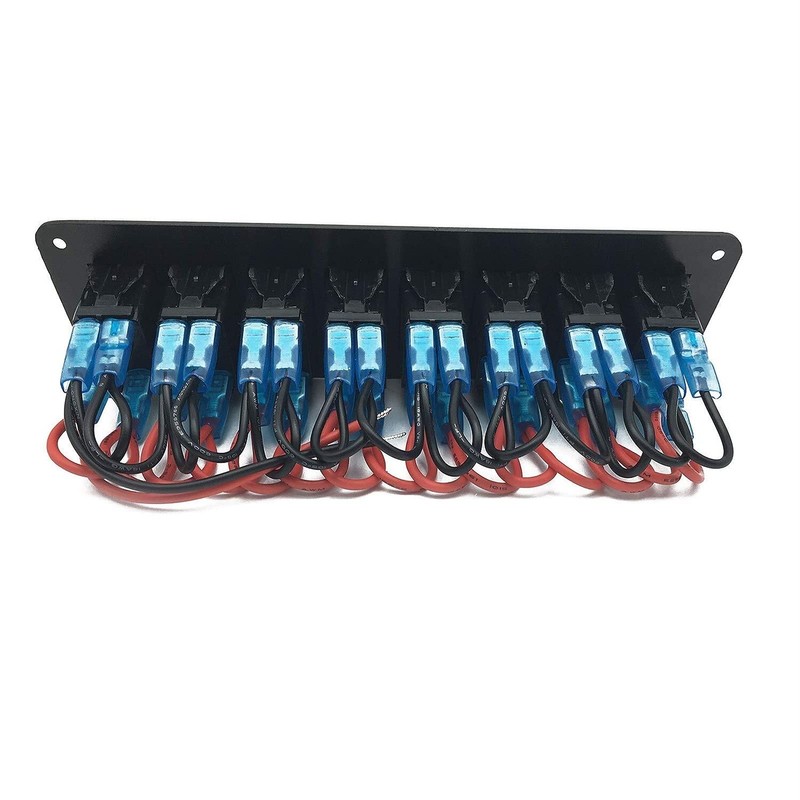 Waterproof 8 Gang 2LED Light Rocker Switch Panel Circuit Breaker