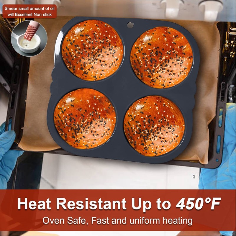 4 Cup Hamburger Bun Pan Dishwasher Safe Silicone Hamburger Bun