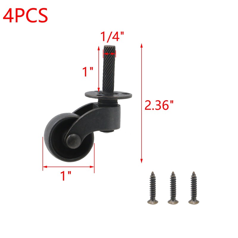 MY MIRONEY 4PCS Stem Caster Wheel Hardware Zinc Alloy Swivel