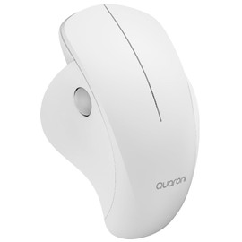 QUARONI Mouse inalambrico Ergonómico, 3 Botones + Scroll Lateral, 1200DPI. Color Blanco. Modelo MICOB1