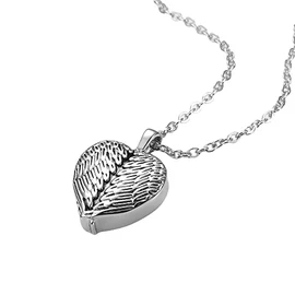 Collar Dije Corazón Alas Angel Acero Inoxidable Relicario
