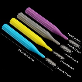 Patelai 100 Pieces Braces Brush for Cleaner Interdental Brush Toothpick Dental Flossing Head Oral Hygiene Flosser Tooth Cleaning Tool (Light Blue, Yellow, Gray, Purple)